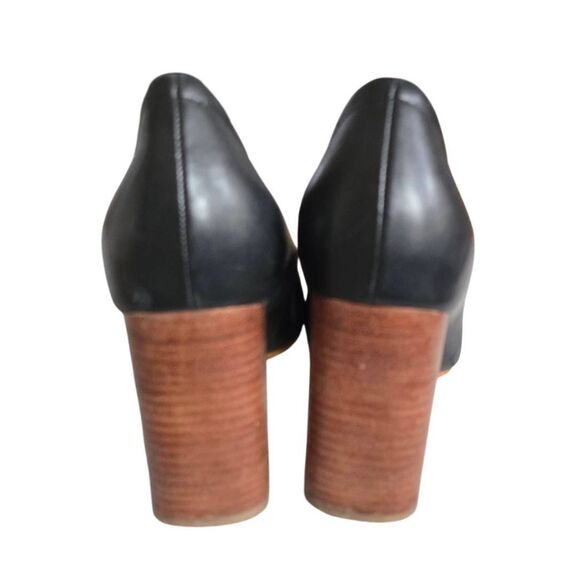 Clarks Narrative Black Round Toe Pumps  Women's Size 9.5M Stacked Heel Leather - Picture 4 of 7